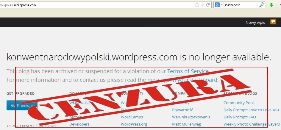 Zablokowano stronę Konwentu Narodowego Polski