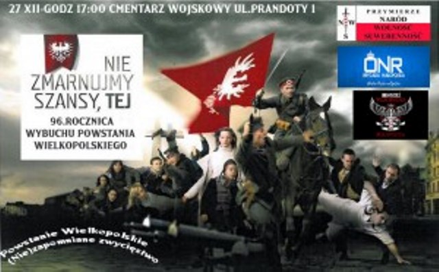 Zapraszamy na obchody 96 rocznicy Powstania Wielkopolskiego- 27 grudnia godz:17:00-Kraków Cmentarz Wojskowy ul.Prandoty 1