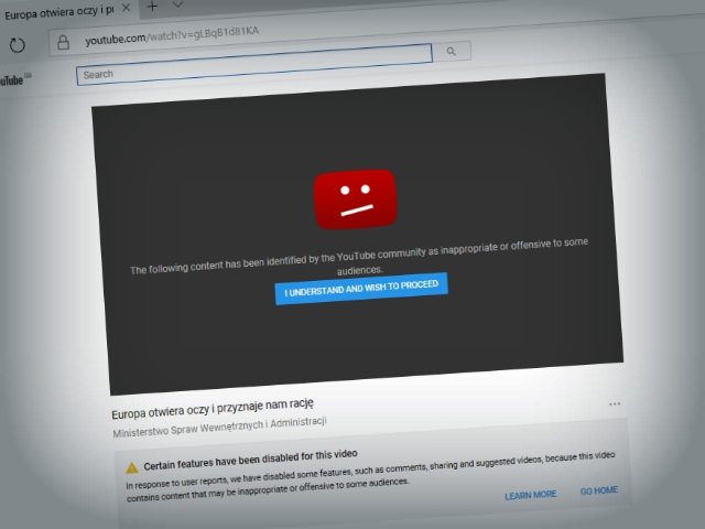 Wideo opublikowane przez polskie MSW ocenzurowane i aresztowane przez YouTube